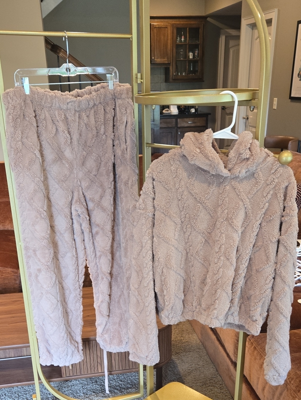 No Boundaries Plush Loungewear Set in Light Taupe